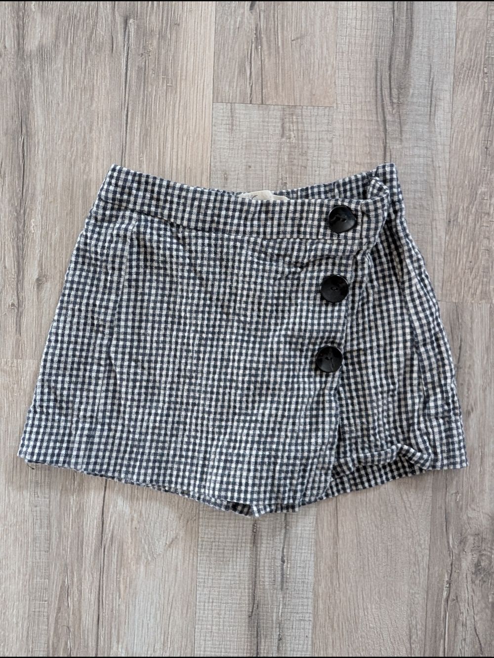Zara Black and White Gingham Girls' Wrap Skort, 6Y (V8)